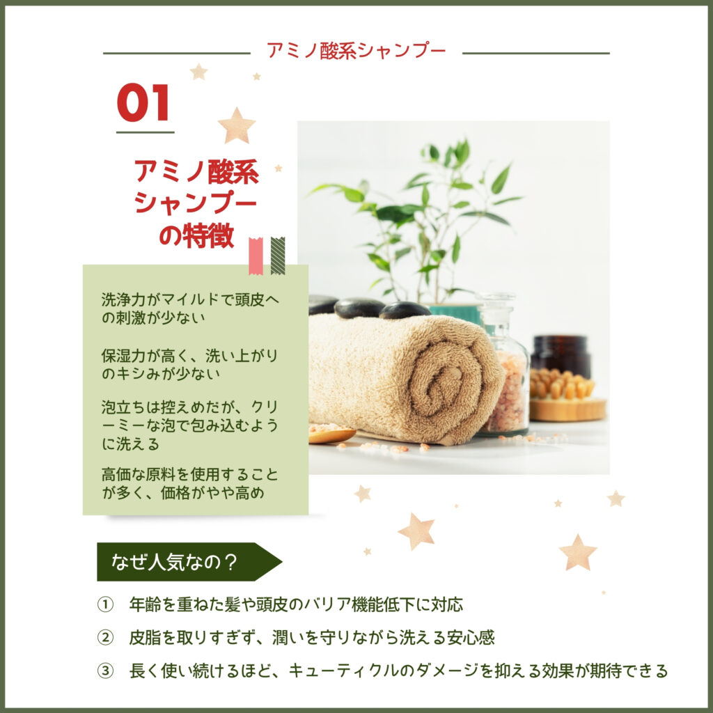 アミノ酸系シャンプー,マイルドな洗浄力,キューティクルダメージ